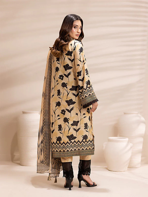 1 & Get 1 Free - 3PC Unstitched Printed Lawn Silk Suit DOS157