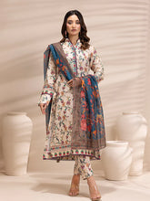 1 & Get 1 Free - 3PC Unstitched Printed Lawn Silk Suit DOS156