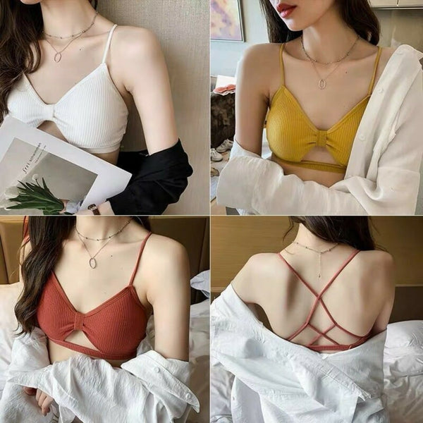 Pack of 5 Women Cross Strap Threaded Sports Yoga Pure Cotton Bra