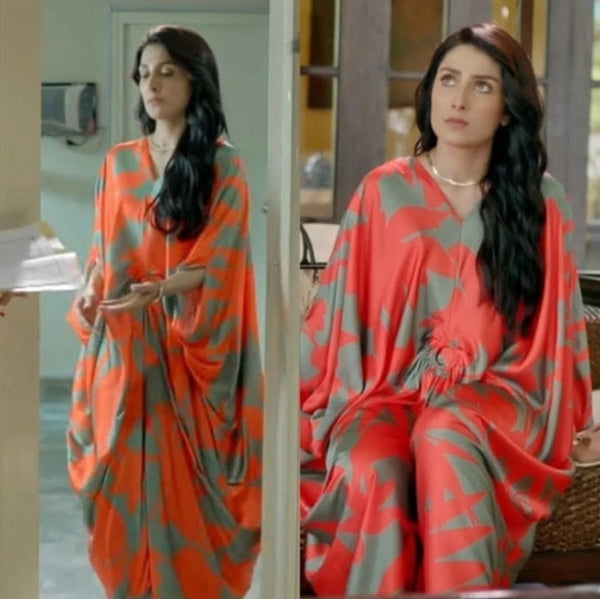 Long Printed Silk Kaftaan