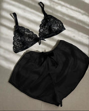 Silk Short With Net Bra Night Wear Set.