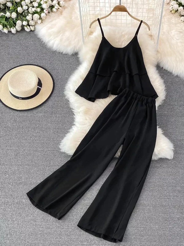 Frill Style Sleeveless Lounge Wear Set