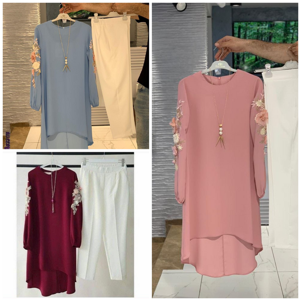 127A - Stylish Pack of 3 Women's Casual Summer Suit Set – Premium Stitched Kurti & Trousers 50% Off Summer Sale