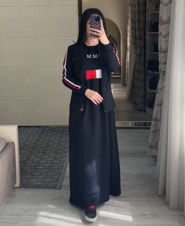 2 Pcs Casual Outfit Upper With Long Inner Gown