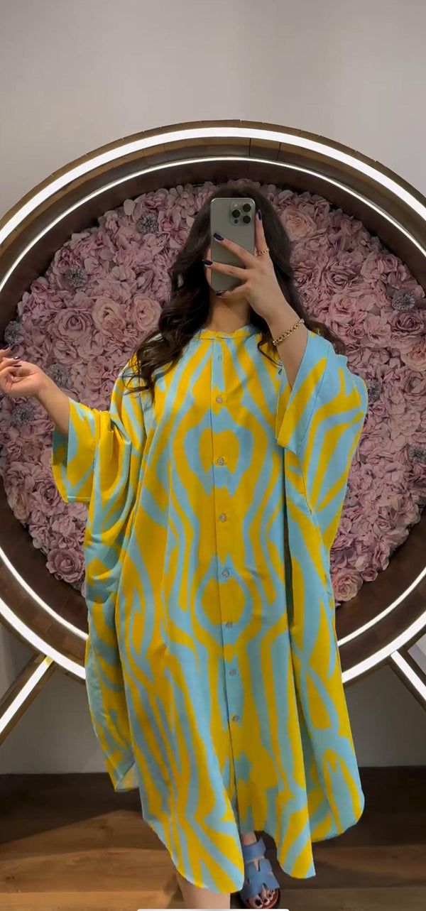 Silk Printed Button Style Kaftaan CH 422