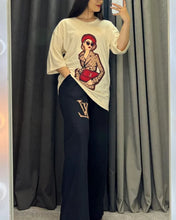 Printed Drop-Shoulder Tee Trousers