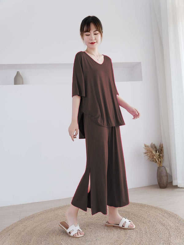 Cool And Comfy Open Cut Loose Trousers And Half Sleeves Top Loungewear