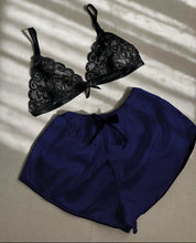 Silk Short With Net Bra Night Wear Set.
