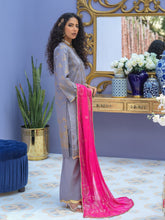 1 & Get 1 Free - Unstitched 3pc - Embroidered Lawn Suit With Mukesh Chiffon Dupatta - Oznur Vol.2 DOS302