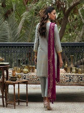 1 & Get 1 Free - Unstitched 3pc - Heavy Embroidered Shirt Front with Lawn Printed Back & Sleeves With Mukesh Chiffon Dupatta & Dyed Cambric Trouser- Oznur Mukesh DOS305